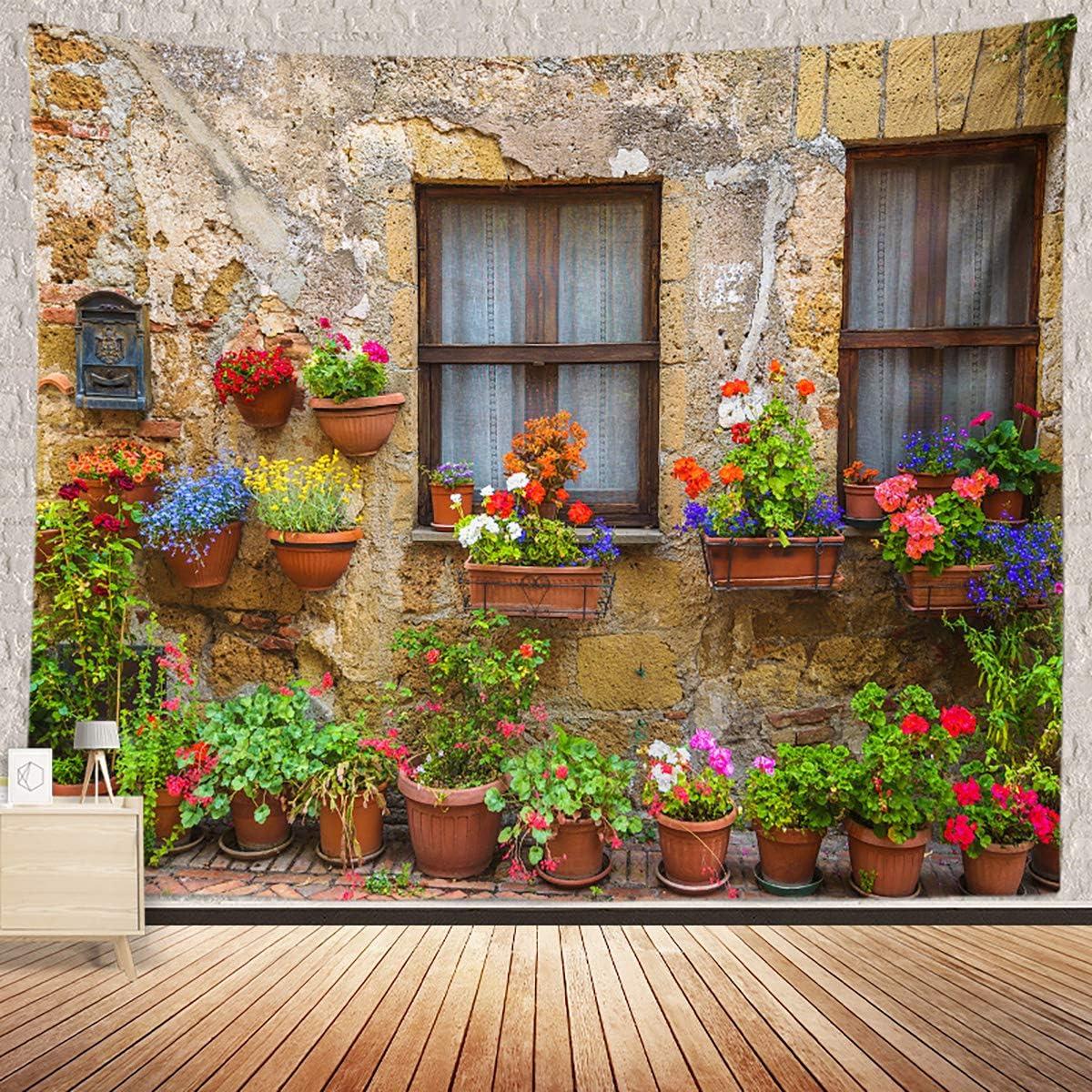 Berry tapestry Tuscany Italy old stone wall 75x100