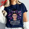 2026 International Womens Day Gift TShirt Butterfly Empowered Women Shirt Feminist Graphic Tee Girl Power Tshirt Fashion Tops