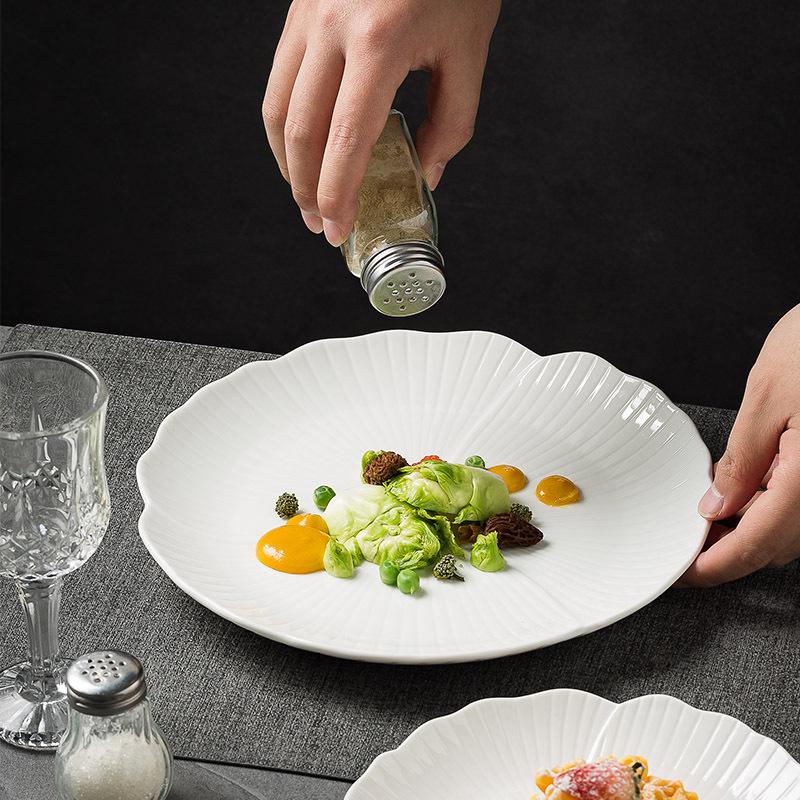 Western Food Steak Plate Household Shallow Plate Large Flat Plate Ceramic Fruit Plate Premium Sense White Cake Plate Vegetable Plate