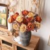 Plastic Simulation Rose Flower Retro Artificial Greenery Artificial Rose Branch  Birthday Decor