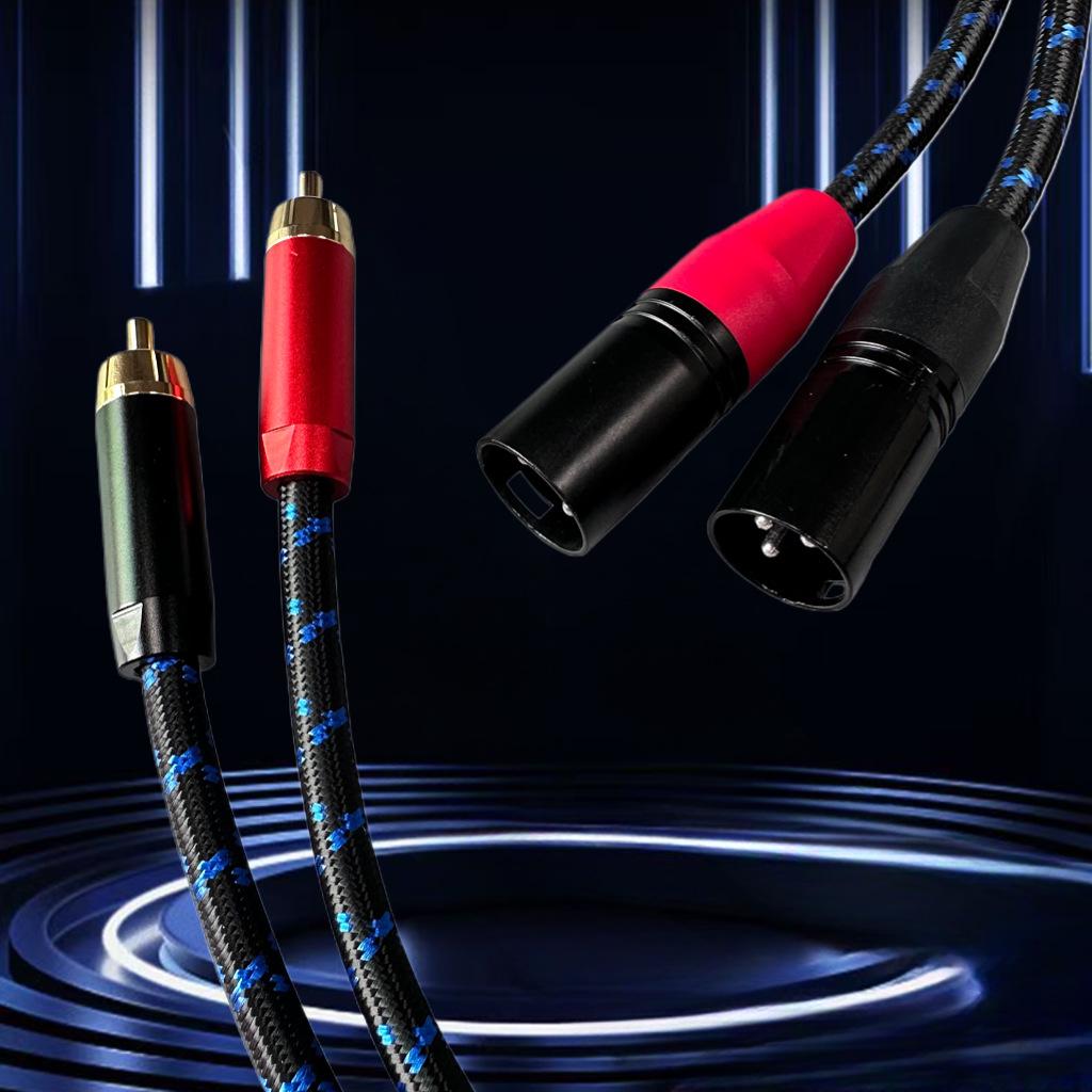Gold-Plated Double Lotus RCA to Dual XLR Audio Cable Adapter