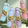 1PC Retro Family Band Collage Print 750ml Colorful Plastic Sports Water Bottle Leakproof Pop Up Lid with Straw for Outdoor Work Home Use
