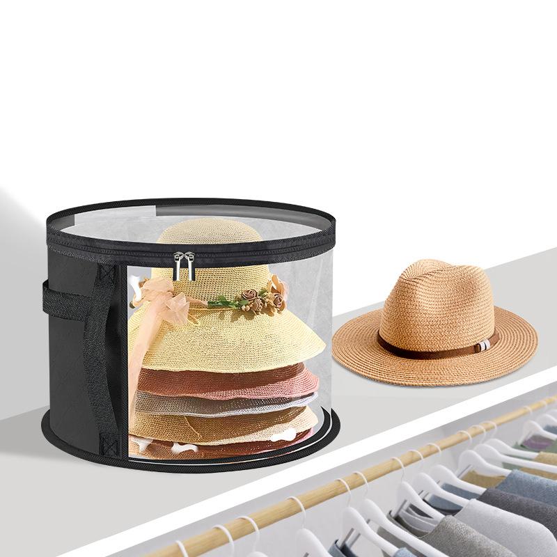 1 Pieza Organizador de Almacenamiento de Sombreros Plegable Portátil Transparente con Cremallera, Diseño de Ventana Frontal Grande, Lavable a Mano