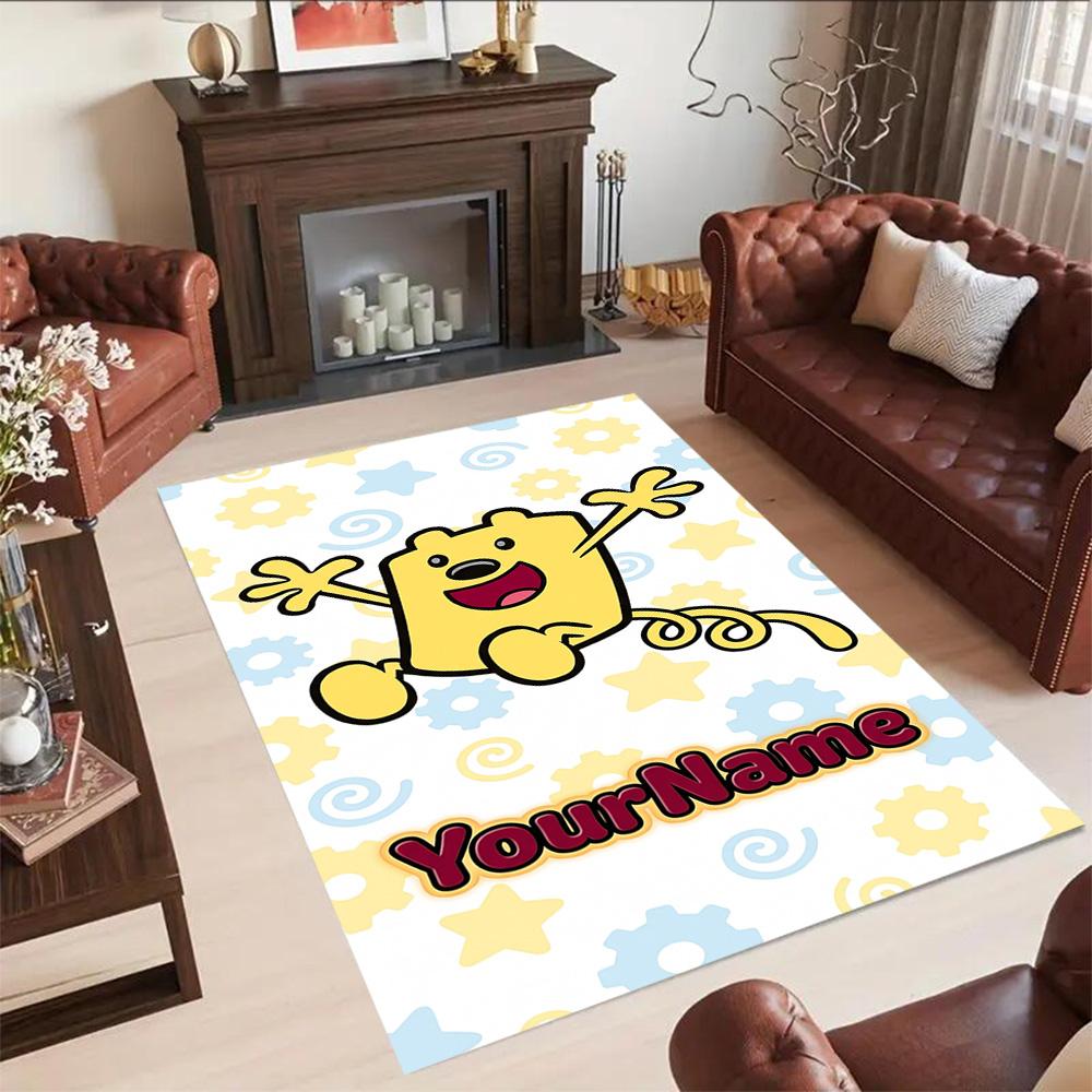 Wow! Wow! Wubbzy Personalized Name Floor Mat Design for Foyer Living Rooms Bedrooms Balcony Anti-slip Rug Decorate Offices