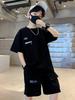 T-Shirt+Shorts 2-Piece Set Summer Kids Boys Letter Printing Children Teen Loose Comfortable Sports Casual Clothes