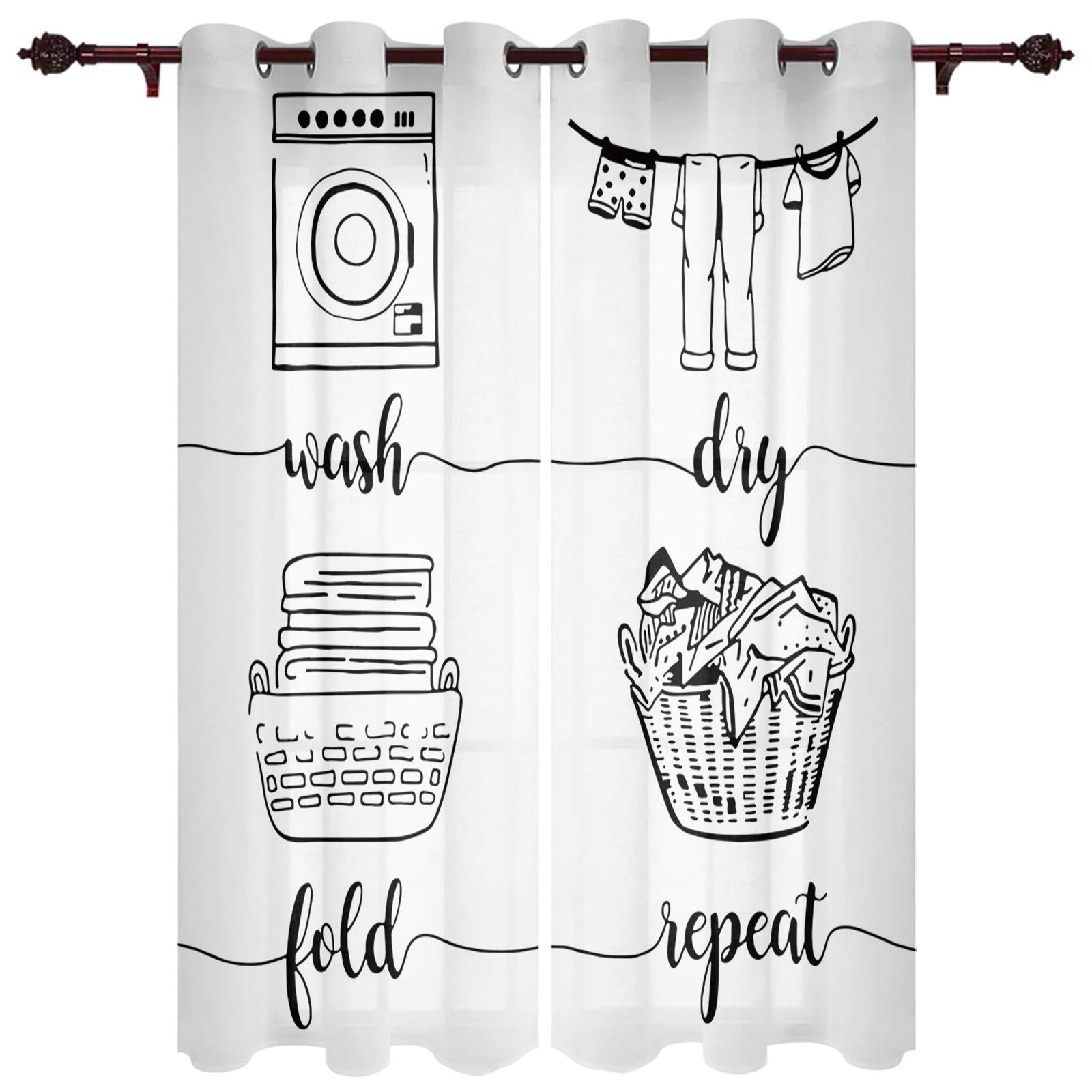 Прачечная Рисунок Ретро Шторы на окна Гостиная Роскошный декор Рождественские шторы — фото 13