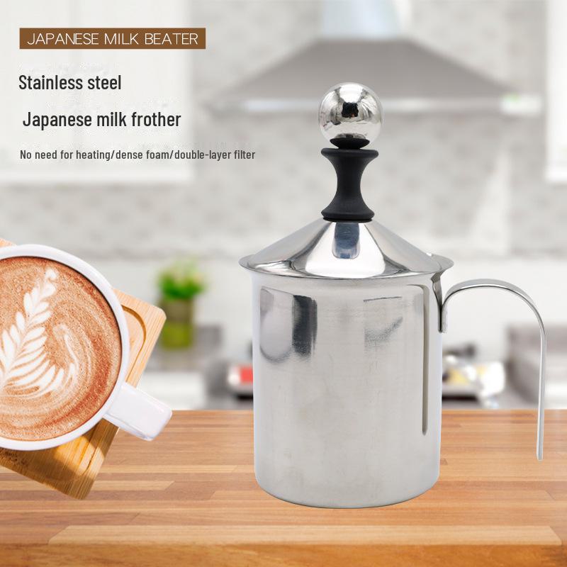 Japanese Style Stainless Steel Double Layer Handheld Milk Frother for Fancy Coffee
