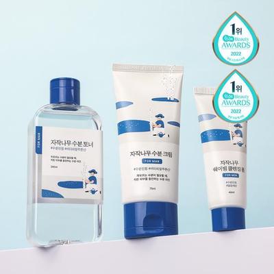 [Moisturizing Recharge] Round Wrap for Men Birch Toner/Cream 2-piece Set (+ 40ml Shaving Foam Included), Korean Men's Popular Cosmetics