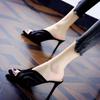 Fashion Half Slippers Women's Summer 2024 New Mesh Style Pointy Thin Heels Internet Red High Heels External Wearing Cool Slippers