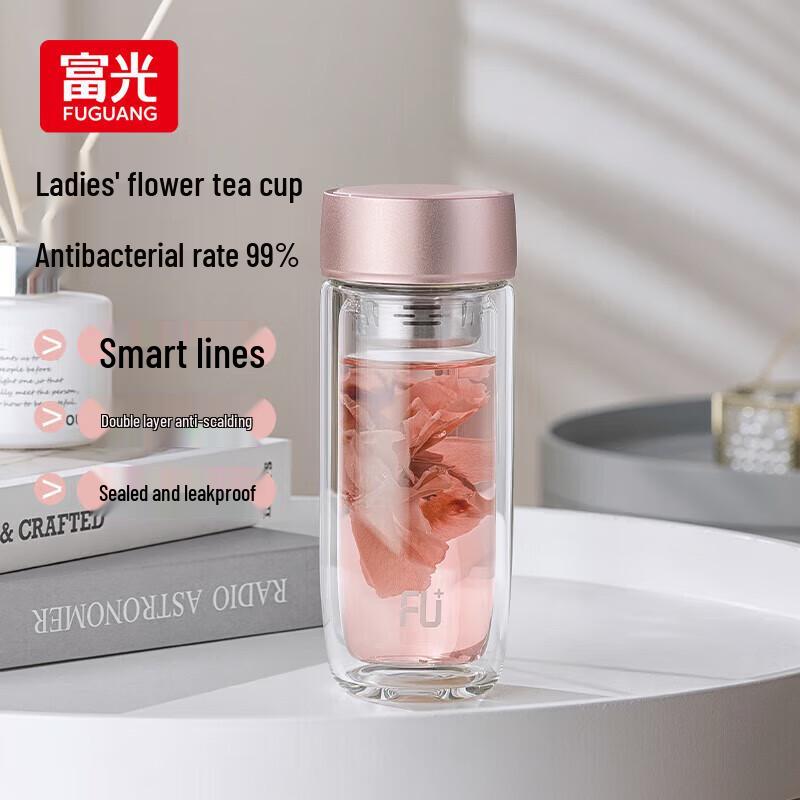 Fuguang Elegance Series Antibacterial Double-Layer Glass Cup