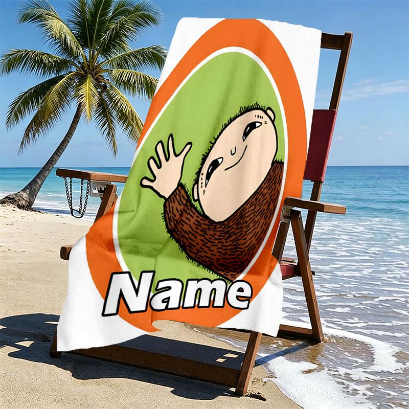 Custom Name Personalized Alfons Aberg Print Beach Towel, for Trip Camping Beach Party Home Decor, Birthday Gift for Family & Friends