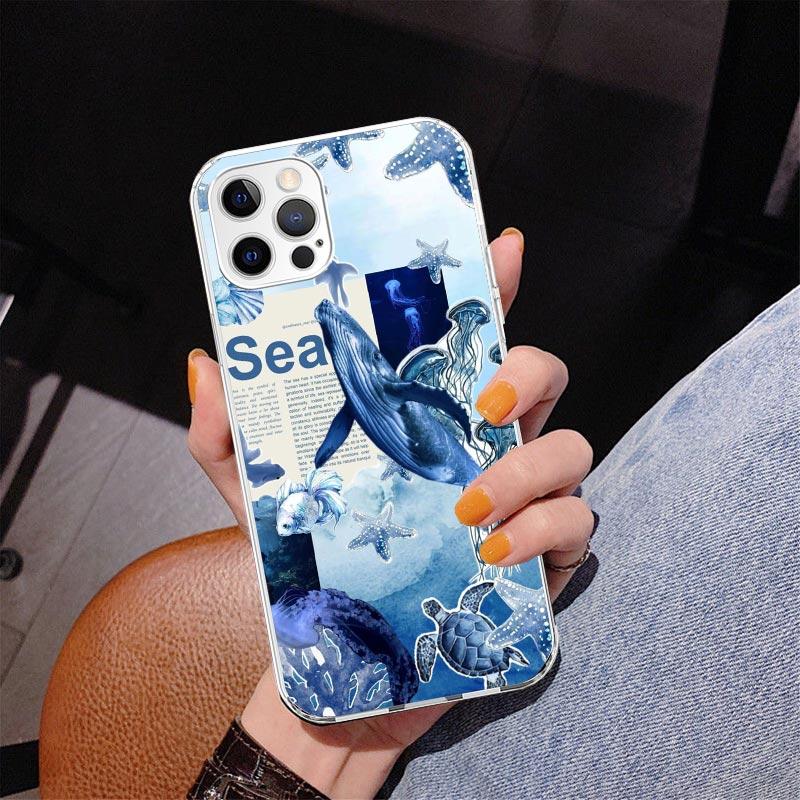 Ocean Starfish Sea Turtle Shark Phone Case For iPhone 13 12 Mini 11 Pro Max XS XR X SE 7 8 Plus 5S 5 6S 6 Gift Print Cover Funda