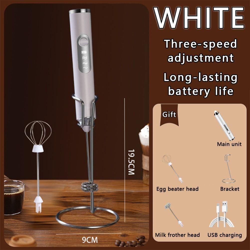 3-Gang-Geschwindigkeit Elektrischer Milchaufschäumer USB-wiederaufladbar Schaummixer Getränkemischer Eierrührgerät Sahne
