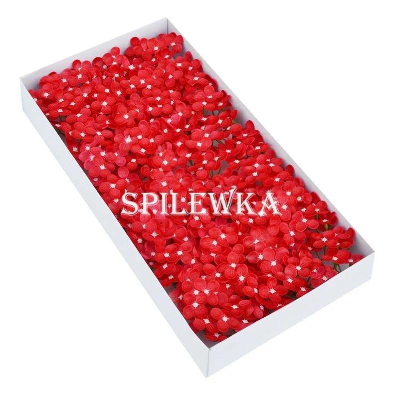 

40pcs/bag 8.5x6.5cm Spilewka Artificial Hydrangea Flower Head Wedding Dotted Flower Bouquet Christmas Home Decor Party Gift Box красный