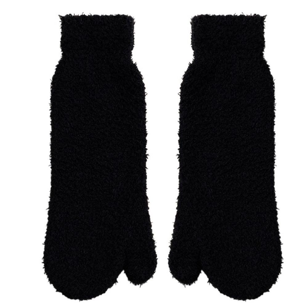 Thickened Warm Separate Toe Plush Socks Mid Tube Floor Socks Winter Two Toe Fleece Socks  Autumn