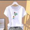 Women's summer T-shirt, cute and fashionable printed pattern, short-sleeve trendy top.