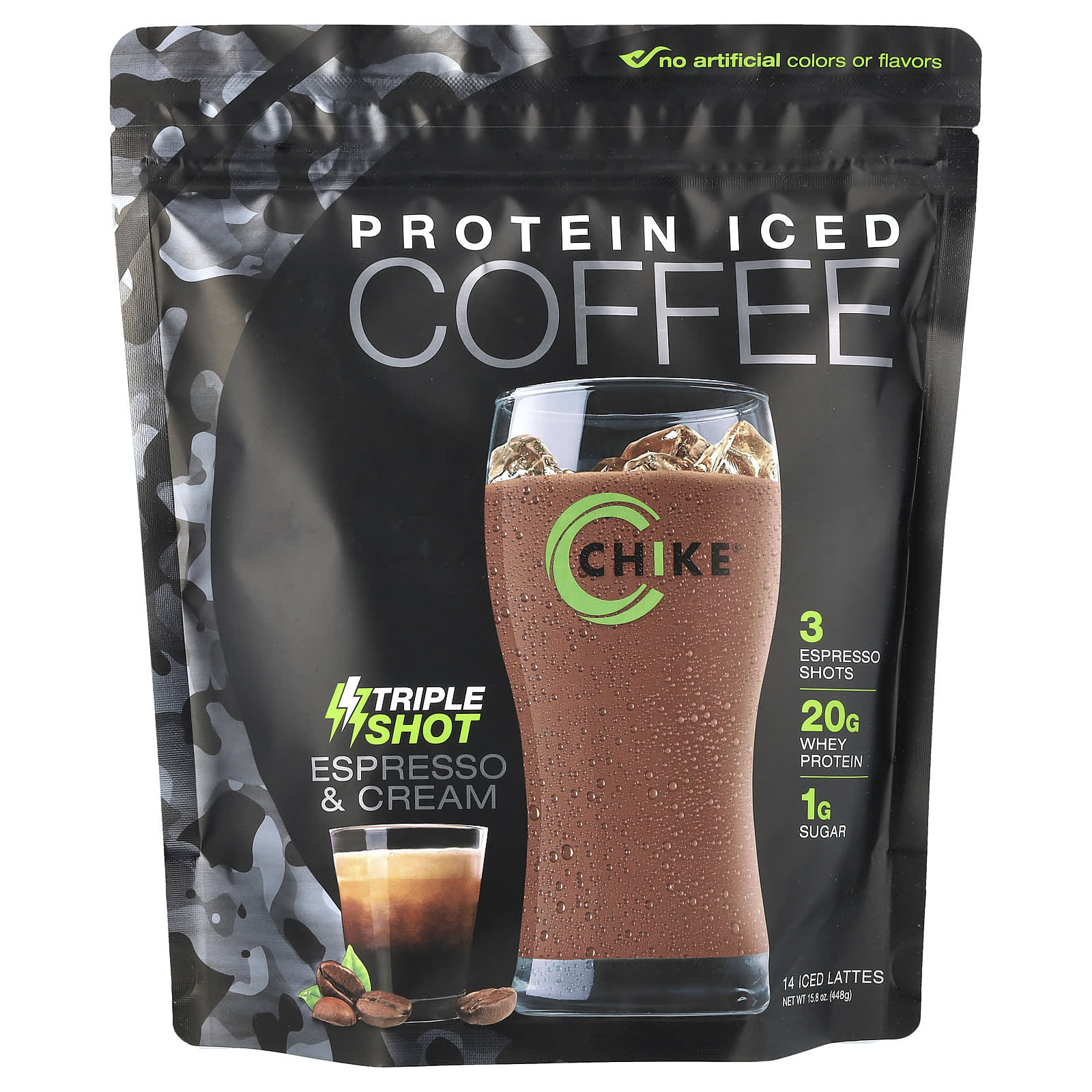 

Chike Nutrition, Protein Iced Coffee, Triple Shot, Espresso & Cream, 15.8 oz (448 g)