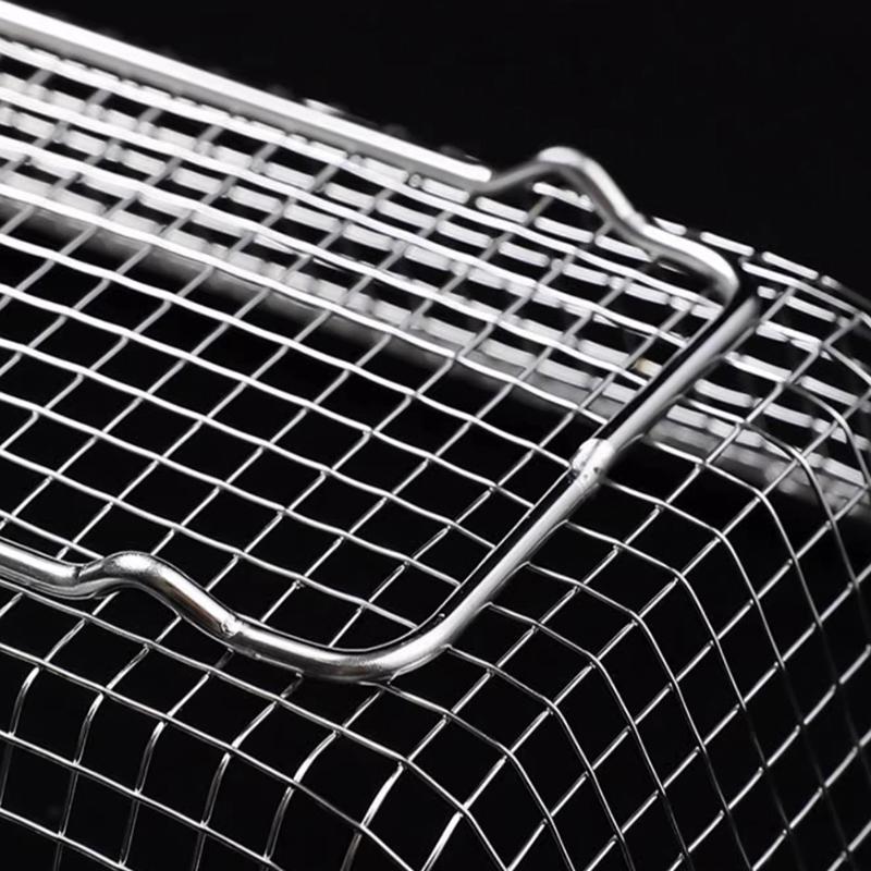 Stainless Steel Air Fryer Grill Mesh Basket Non Stick Tray for Oil Free Roasting and Crisping Home Cooking Accessory