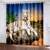 Ready-made Set Contemporary Red Rose Wild Tiger Sheer Window Curtain Panels Designed Little Ones Rest Room Living Living Space Bathroom Cooking Room