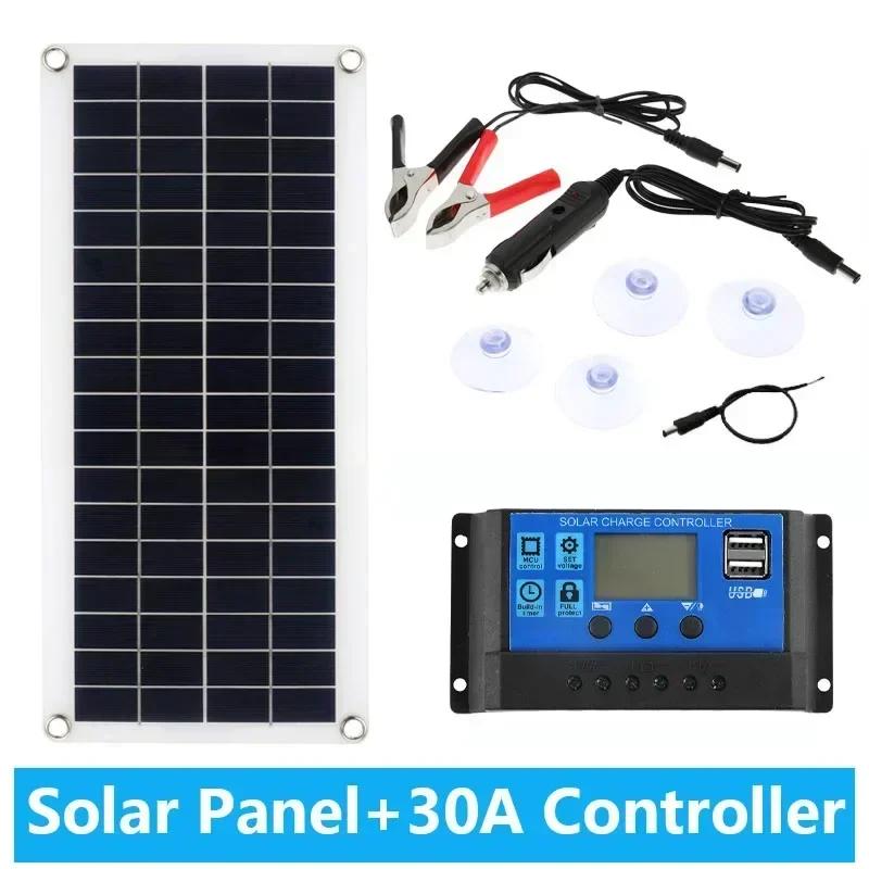 20W-1000W Solar Panel 12V Sola Cell 100A Controller Solars Panl for Phone RV Car MP3 PAD Charger Outdoor Battery Supply Camping