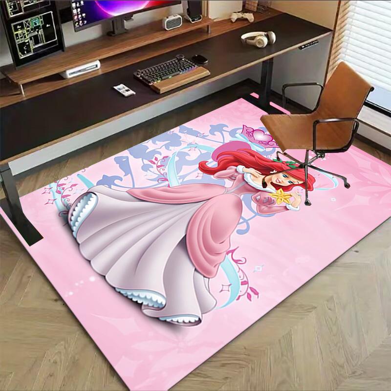 Princess Ariel'S Pink Fantasy Carpet For Playroom Bedroom Living Room Sofa Home Decorkids Game Area Rug Nonslip Floor Mat
