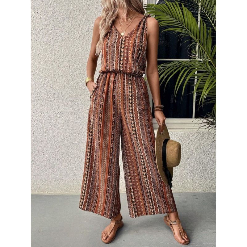 Summer Autumn Women Jumpsuit Ladies Clothes Sling Elastic Waist Jumpsuit
