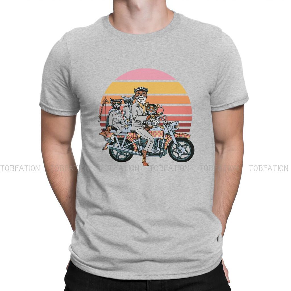 ZX Family on a Motorbike Fantastic Mr Fox Men T Shirt Classic Gothic Loose ONeck TShirt Harajuku Clothes