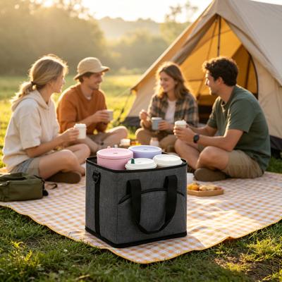 Getränketasche 4 Fächer Isoliert Getränketräger Faltbar mit Verstellbarem Bequemem Schultergurt für Reisen Wandern Sport
