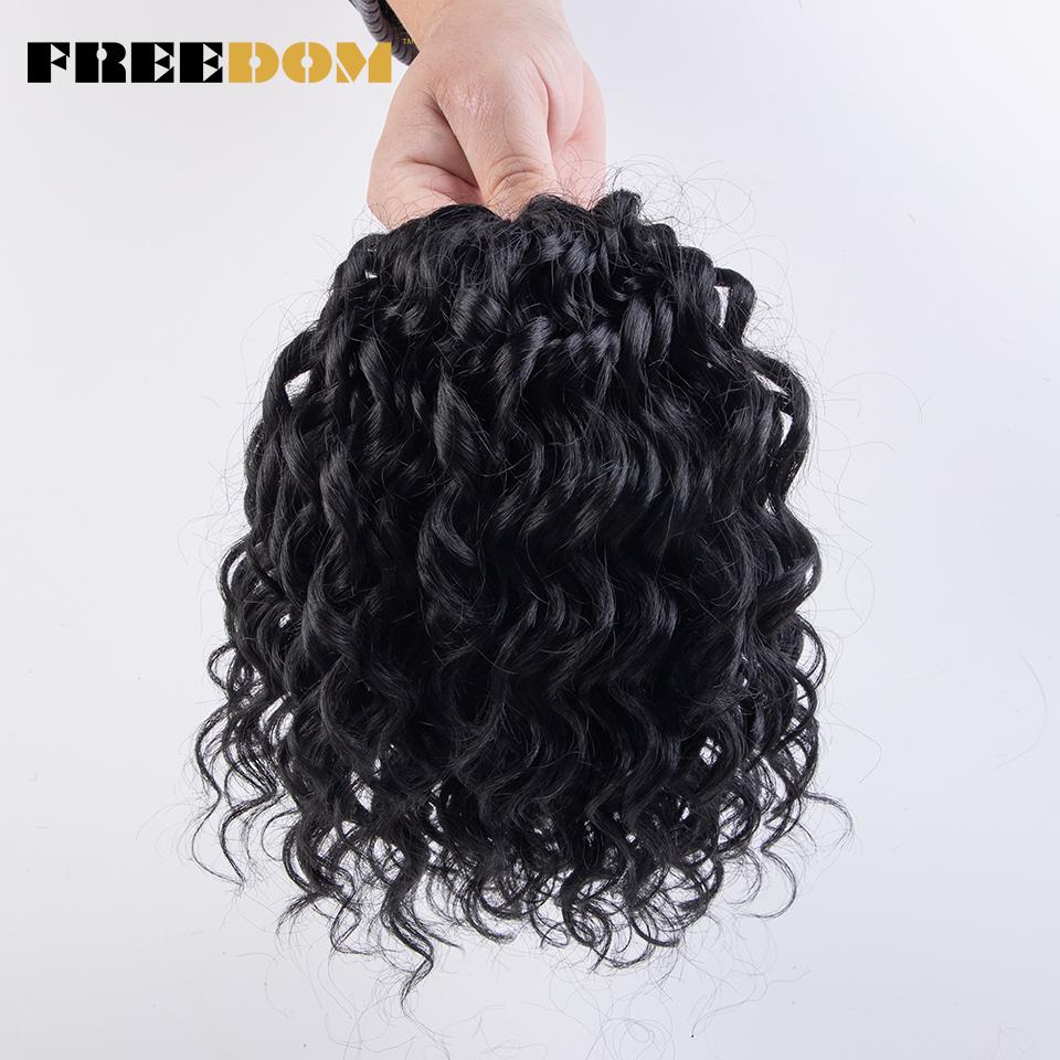 FREEDOM Deep Wavy Twist Crochet Hair Synthetic Jessica Curly Hair Crochet Braids Ombre Brown 10 Inches Braiding Hair Extensions