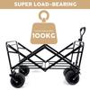 Chariot Portable - Chariot Pliable Ultra-Compact - Roues Tout-Terrain - 100kg - Tissu Oxford 600D - Beige