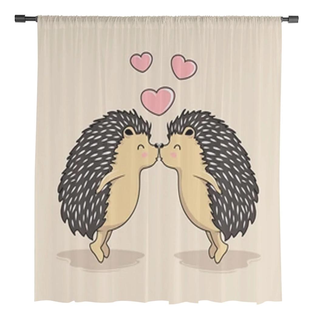 Jeż Kreskówkowy Przezroczyste Zasłony Sypialnia Woalowa Zasłona Salon Okno Przezroczyste Zasłony Kuchnia Tiulowe Draperie