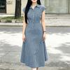 Damen Lässiges Kleid mit Umlegekragen, Karomuster, locker, kurzärmelig