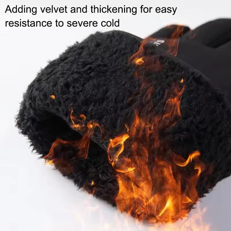 Winter Skiing Travel Full Finger Gloves for Men Thickened Warm Waterproof Riding Gloves Touch Screen Plush Motorcycle Gloves