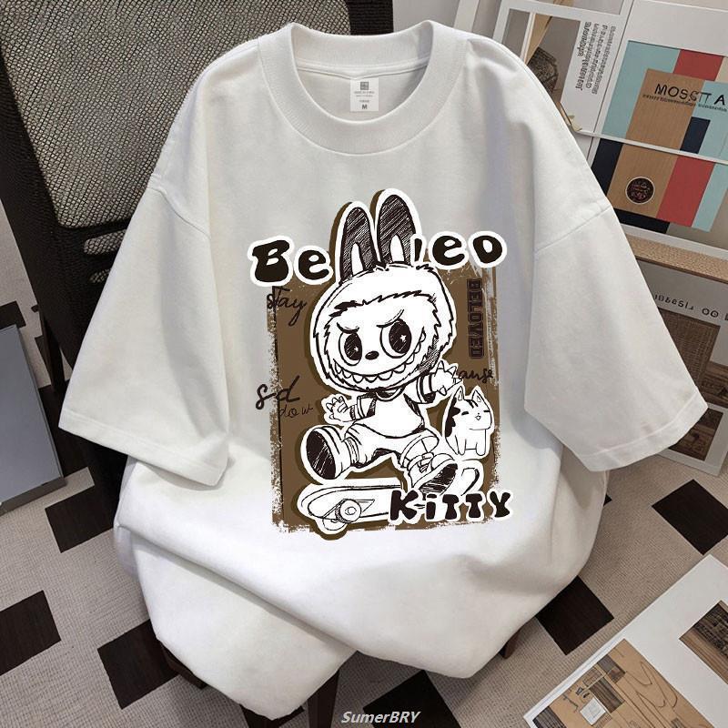 

LABUBU pattern printed short-sleeved T-shirt unisex top casual fashion S