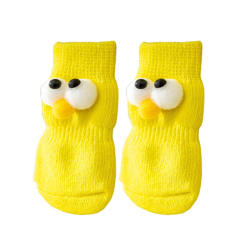 Four Seasons Non-Slip Pet Socks with Big-Eyed Cartoon Design