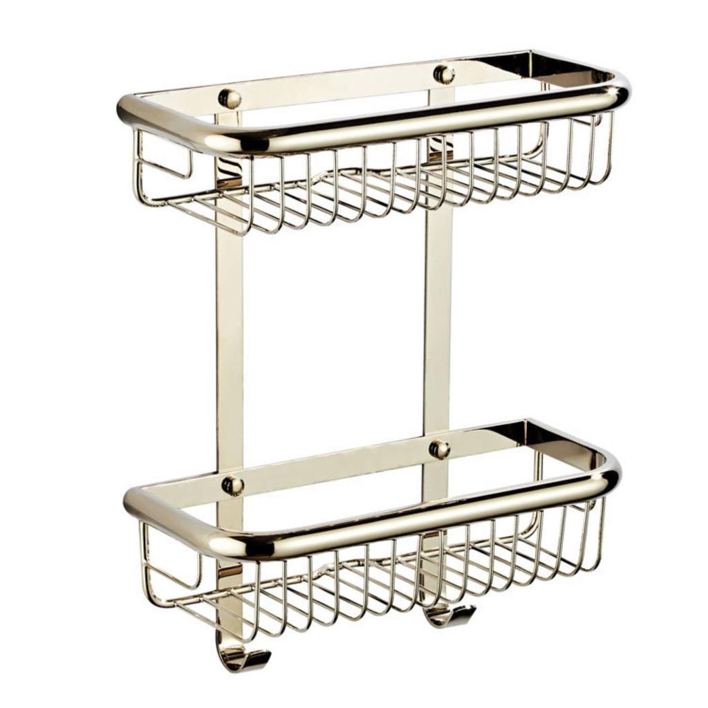 Lavatory Rack with Wire Baskets Brushed Wall Storage Basket SpaceSaving WallFixed Shower