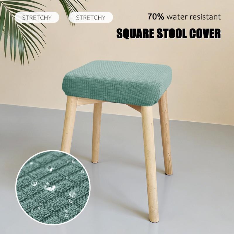 Stool Covers 1-Pack Elastic Square Chair Slipcover Removable Washable Dust Protector Dressing Stool Ottoman Bench Seat Cover