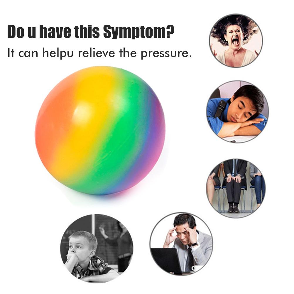 7CM Rainbow Balls Hand Exercise Stress Balls Relieve Stress Slow Bounce Decompression Balls Toy