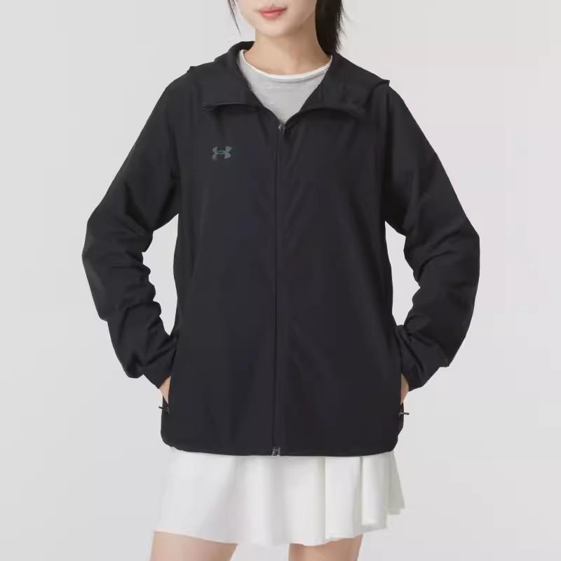 Under Armour Solid Color Breathable Long Sleeve Hooded Jacket Unisex Jackets Black 24600410-001