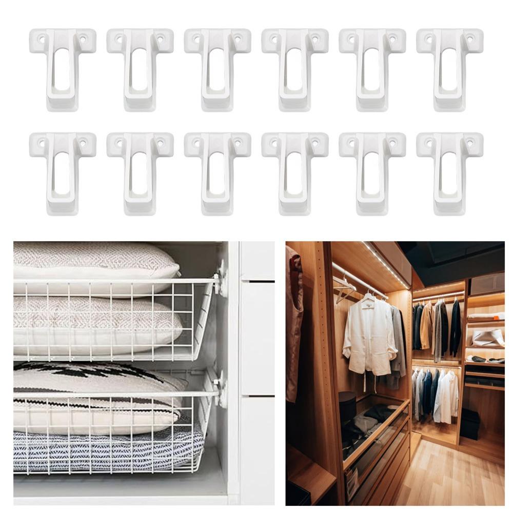 12pcs With Screws Wire Shelf Wall Bracket White Wire Rack Side Bracket Wire Shelf End Bracket  Wall