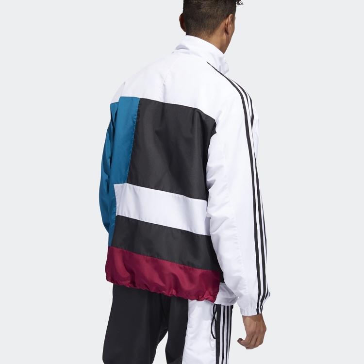 adidas originals Spirit Oversized Multicolor Splicing Sports Jacket White Men's ED6242