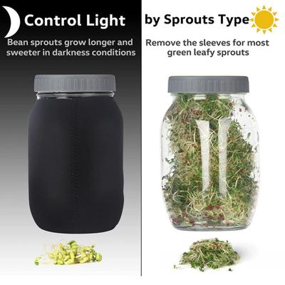 32Oz Sprouting Jar Kit 2 Wide Mouth Mason Jars with Stainless Steel Screen Lids Blackout Sleeves Stand Drip Tray Mason Jar Sprouting Set