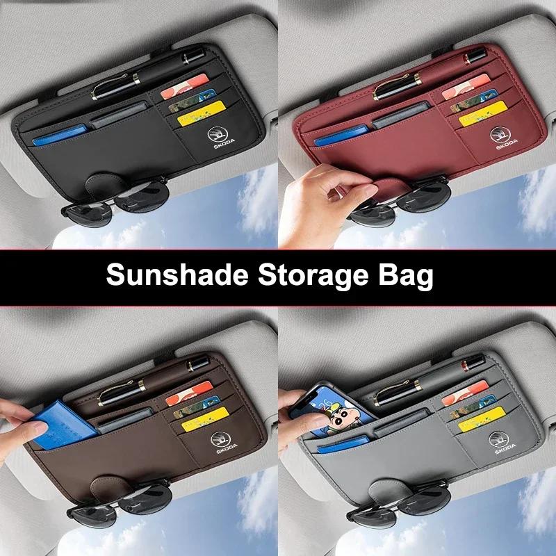 HLLQ9 Car Sun Visor Glasses Box Sunglasses Clip Card Ticket Holder for Skoda Fabia Kamiq Yeti Octavia Superb Kodiaq Karoq Rapid Scala
