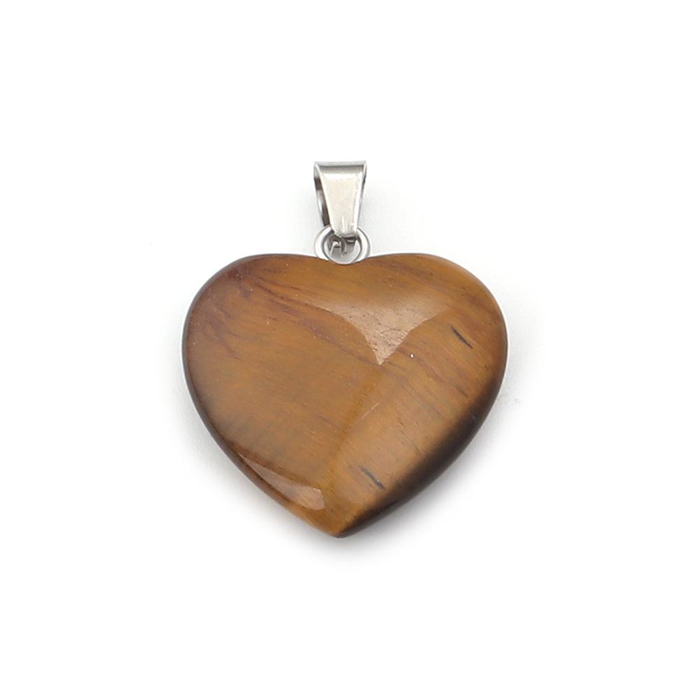 Herzförmiger Naturstein Anhänger Tigerauge Amethyst Jade Kristall Stein Charms Für DIY Exquisites Halsketten Schmuckzubehör