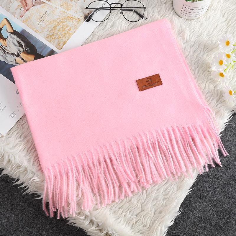 Korean Style Women's Winter Red Tassel Scarf - Imitation Cashmere Warm Gift