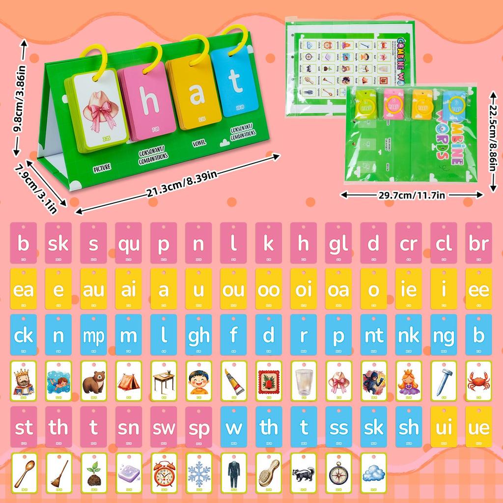 81-Sheet English Word Formation Education Cards for Children