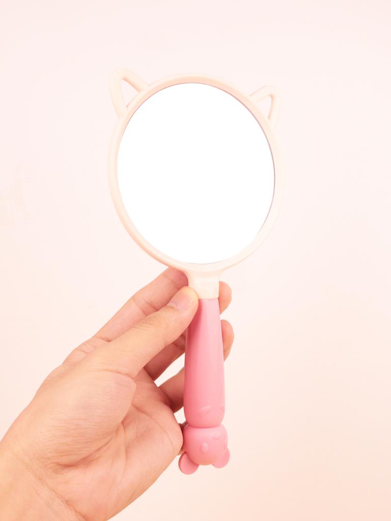 1pc creative design portable circular makeup mirror with handle, compact women's makeup mirror tool Special for real hair wigs