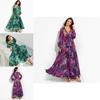 Elegant Women Ladies Chiffon Boho Long Sleeve Maxi Dress For Evening Events