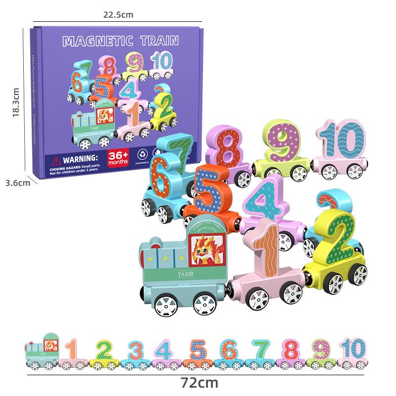 

Деревянный магнитный поезд с цифрами: Развивающая игрушка для детского сада и раннего обучения