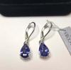 Srebro próby 925, niebieski szafir, naturalny, certyfikowany, 4 ct, antyczne kolczyki